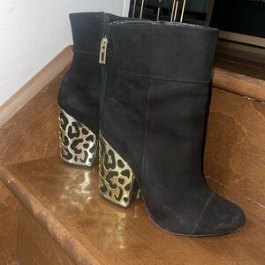 Schutz gold metallic heel boot